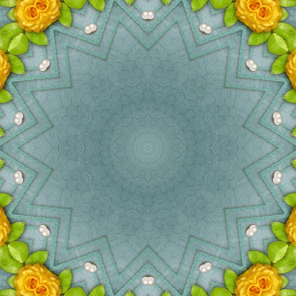 Vintage Hintergrund für Album oder Gratulationskarte mit Rosen. Mandala — Stockfoto