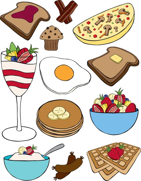 Colección Doodle desayuno — Vector de stock