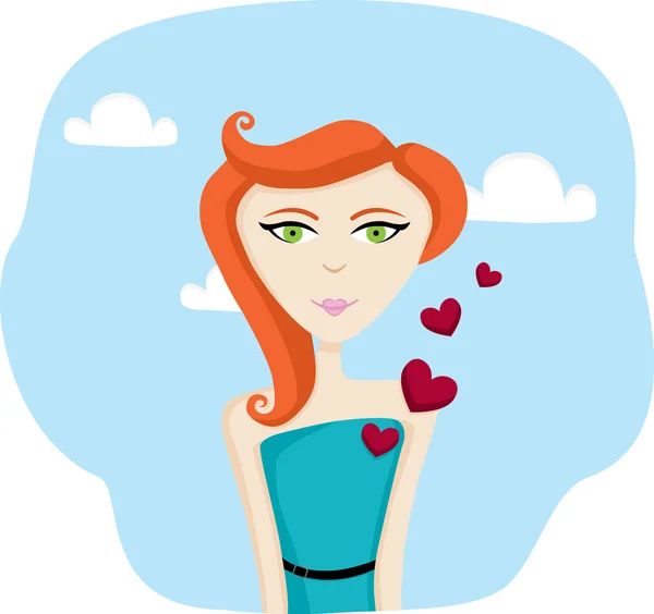 Young woman in love — Stock Vector