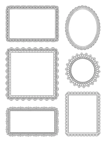 Marcos dibujados a mano adornados — Archivo Imágenes Vectoriales