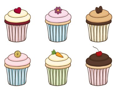 Doodle cupcake seti