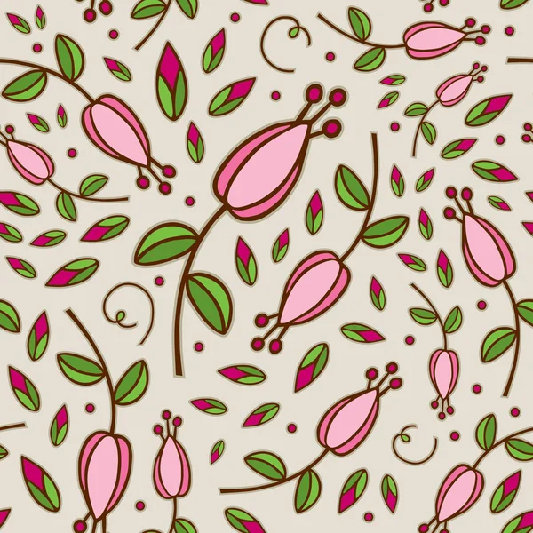 Nahtloses Doodle-Blumenmuster — Stockvektor