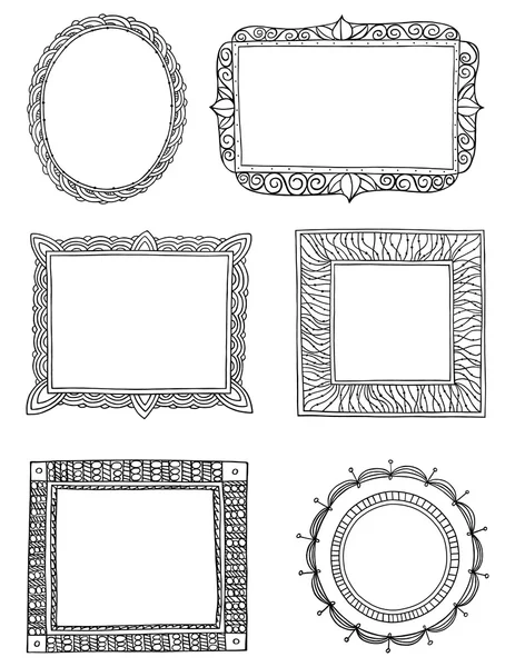 Sierlijke met de hand getekende frames drie — Stockvector