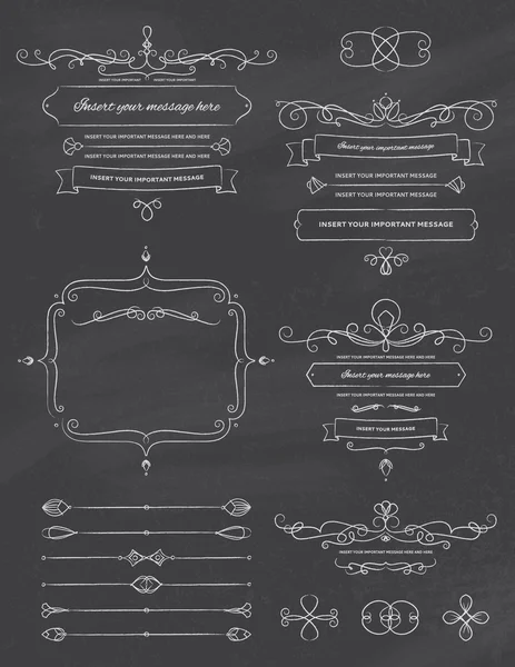 Vintage Calligraphy Chalkboard Design Elements Two — Stock Vector