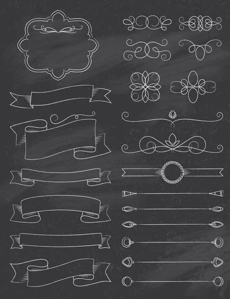 Vintage Caligrafia Chalkboard Design Elementos Três —  Vetores de Stock