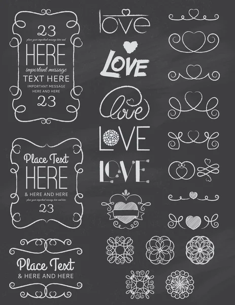 Chalkboard Love Design Elementos Dois —  Vetores de Stock