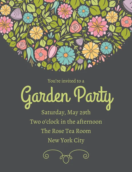 Spring Floral Invitation Two (Grey) — Stock Vector