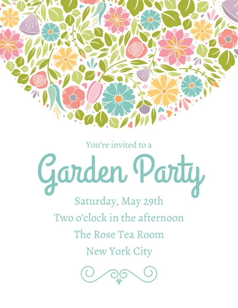 Spring Floral Invitation Three - Stok Vektor