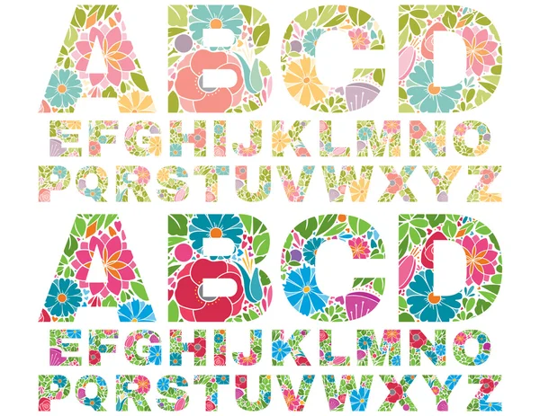 Retro Blume Alphabet Großbuchstaben — Stockvektor