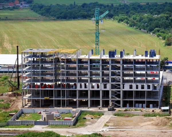 Grue Bâtiment Construction Sur Terrain — Photo