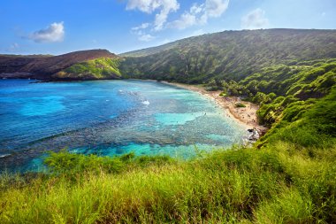 Hanauma Bay, Oahu, Hawaii havadan görünümü
