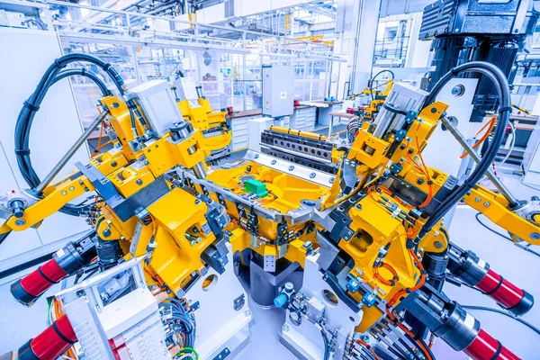 Meet- en teststation in de autofabriek — Stockfoto