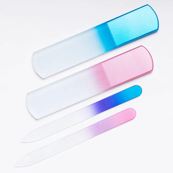 Glass nail files on white background — Stock Photo, Image