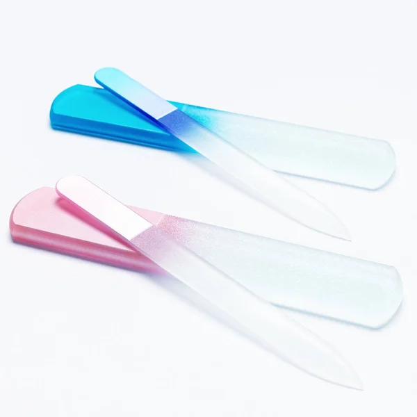 Glass nail files on white background — Stock Photo, Image