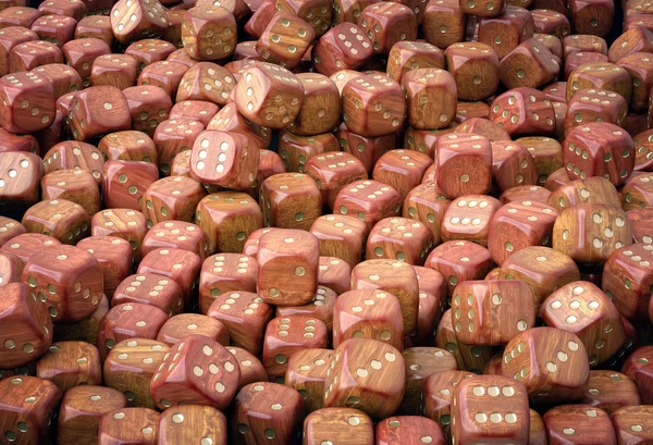 Wooden dice pile — Stock Photo, Image