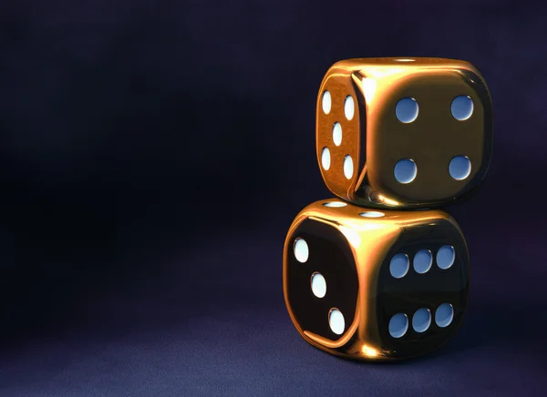 Golden dice background — Stock Photo, Image