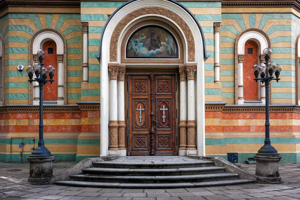 Lodz, entrada da Catedral Alexander Nevsky — Fotografia de Stock
