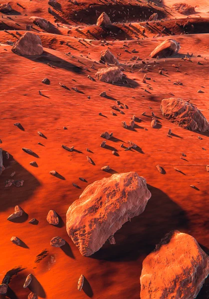 Mars - stora stenar röda sanddynerna Stockbild