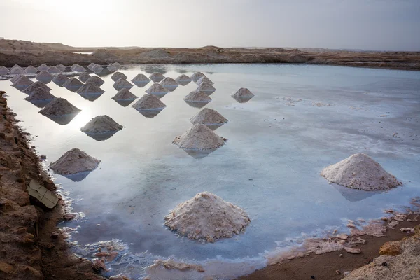 Salt mounds in a salt water — Stock Photo, Image