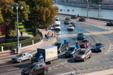 Moskova, Rusya - 21.09.2015. Moskova Kremlin ve waterfront, Rusya Federasyonu