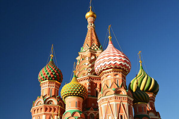 Saint Basil Cathedral and Vasilevsky Descent of Red Square in Moscow, Russia