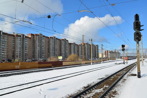 Zelenograd, Rusko - 27. února. 2016. pohled na město od železniční stanice — Stock fotografie
