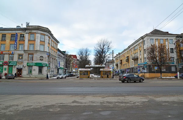 Tver, Rusland - 27 februari. 2016. kruising Boulevard Radishchev en Tverskaja straten — Stockfoto