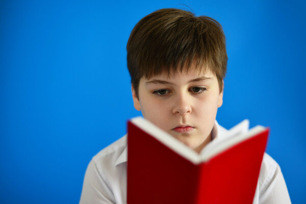 Boy teenager looking in day planner