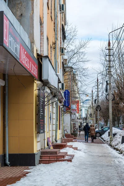 Tver, Russia - February 27. 2016.  Volnoga Novgoroda Street in the historic part of the city — Stock Photo, Image