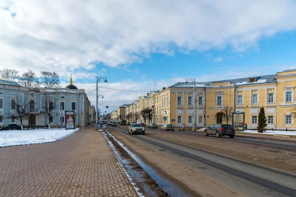 Tver, Russia - February 27. 2016.  Sovetskaya street in historic city center — Stock Photo, Image