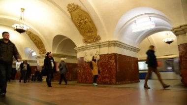 Moskova, Rusya - Mart 10.2016. Metro istasyonları Krasnopresnenskaya.