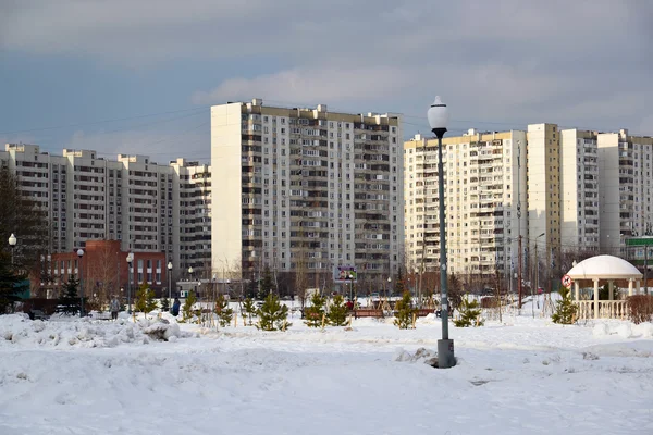Zelenograd, Russia - February 20.2016. 16 Boulevard neighborhood in winter — Stock Photo, Image