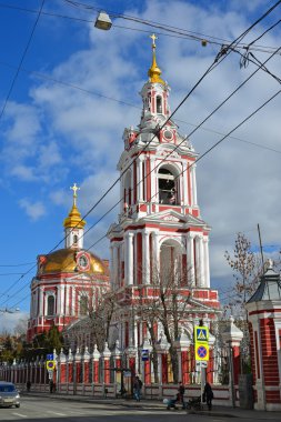 Moskova, Rusya - 14 Mart 2016. Büyük şehit Nikita Staraya Basmannaya Street, Moskova, Rusya mabedi