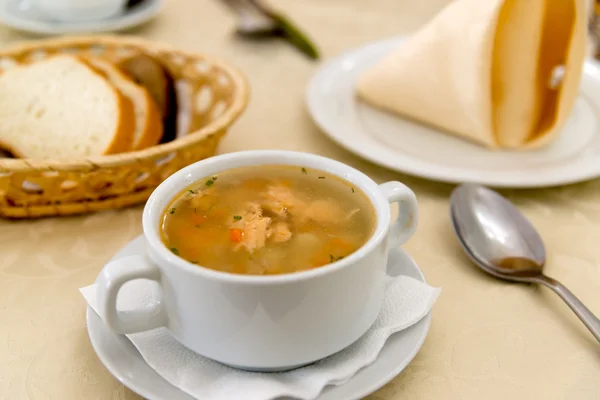 Fish soup on  table at restaurant — Stock Photo, Image