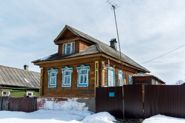 tipik köy evi kırsal Rusya kesimde