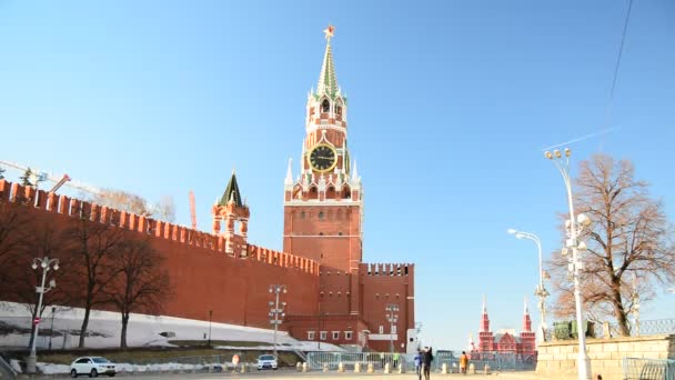 Moscú, Rusia - Febrero 18.2016. Vista del Kremlin desde Vasilyevsky Spusk — Vídeos de Stock