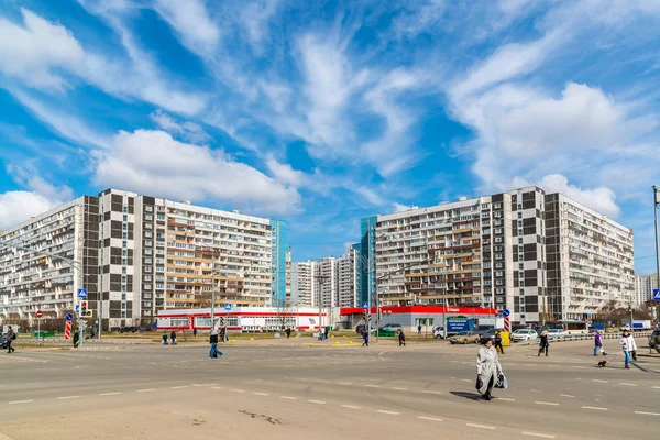Zelenograd, Rusya Federasyonu - Nisan 11.2016. Şehir ve sokak Andreevka görünümü