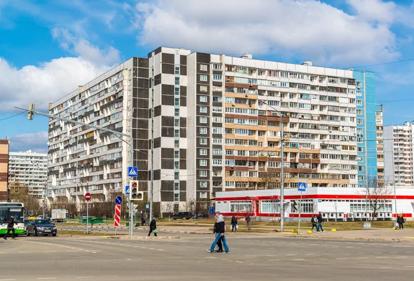Zelenograd, Rusya Federasyonu - Nisan 11.2016. Şehir ve sokak Andreevka görünümü