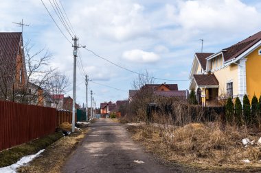 Andreevka, Rusya - Nisan 11.2016. Küçük bir kasaba Solneçnogorsk bölgesinde genel görünümü