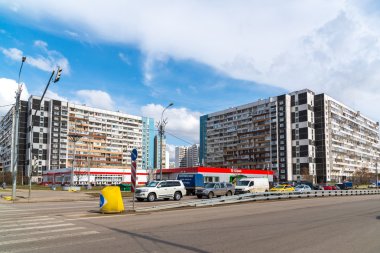 Zelenograd, Rusya Federasyonu - Nisan 11.2016. Şehir ve sokak Andreevka görünümü