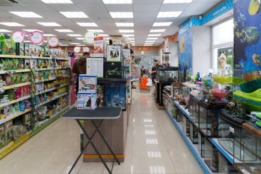 Moskova, Rusya - Nisan 16.2016. Evde beslenen hayvan stok iç dört paws