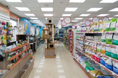 Moskova, Rusya - Nisan 16.2016. Evde beslenen hayvan stok iç dört paws