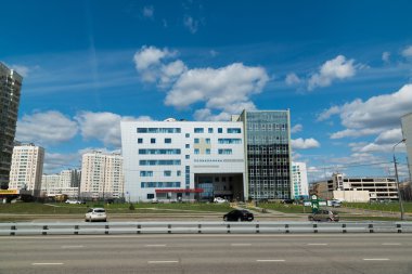 Moscow, Russia-April 24.2016. Polyclinic number 201 in Zelenograd clipart