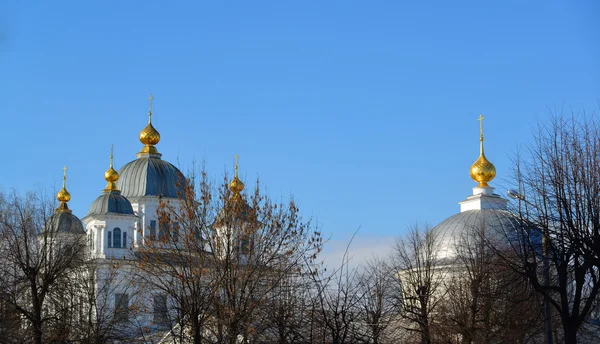 Weergave van de vrouwelijke klooster Kazan met Andropov Street — Stockfoto