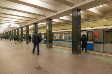 Moscow, Rusya Federasyonu-27.04.2015. Metro istasyonları Shchelkovskaya.