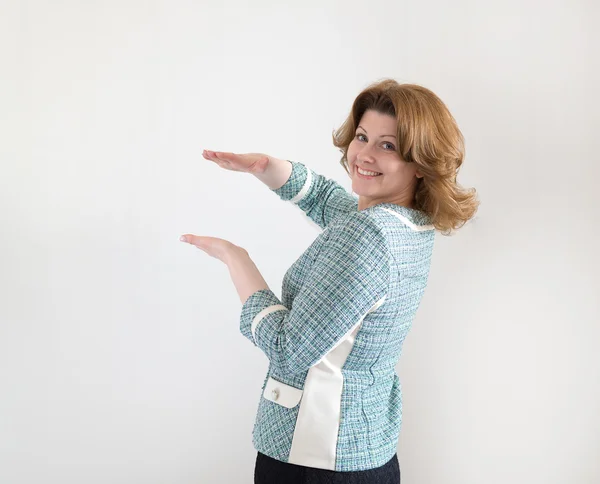 Portrét ženy ukazující jeden gesto — Stock fotografie