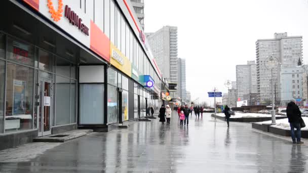 Moscow, Oroszország - március 5. 2015. új Arbat Street - központi utcáján, a város — Stock videók