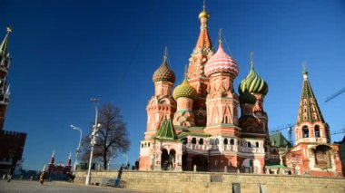 Moscow, Rusya Federasyonu-Şubat 18.2016. Saint Basil Katedrali ve Kızıl Meydan Vasilevsky kökenli