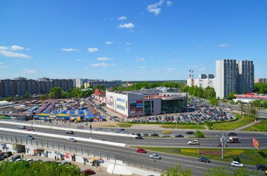 Moskova, Rusya - 13.2016 olabilir. Üstgeçit Zelenograd Kryukovskaya üzerinde Üstten Görünüm 