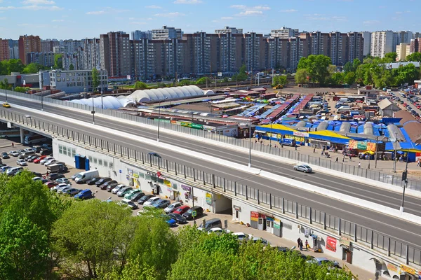 Moscow, Russia - May 13.2016. Top view on overpass Kryukovskaya in Zelenograd — Stock Photo, Image